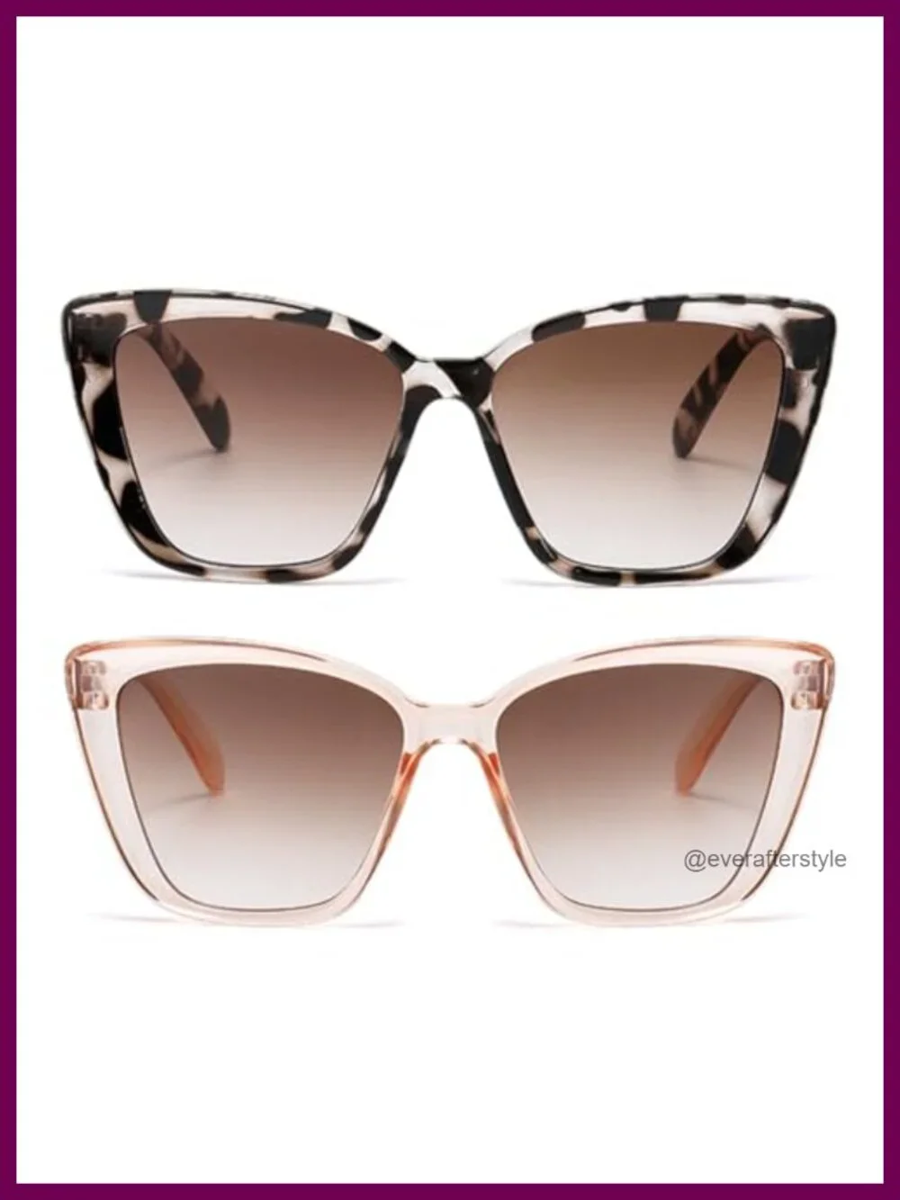 Vintage Cat Eye Sunglasses Women Oversized Square UV400 2-Pack Shades